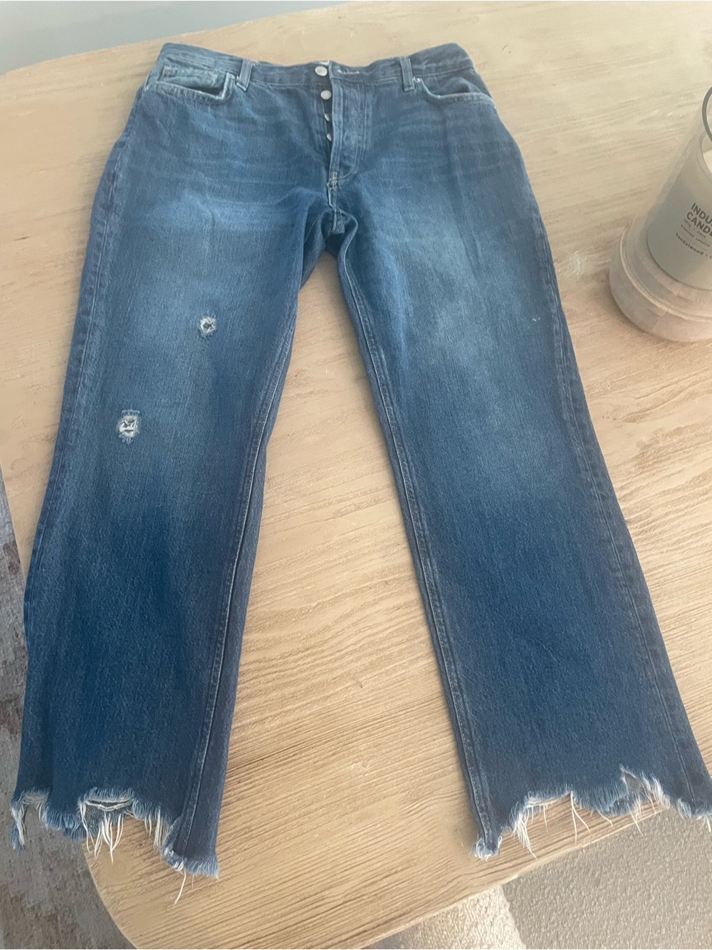 Free people Women’s Distressed Blue Denim  ankle Jeans 30 -28in inseam